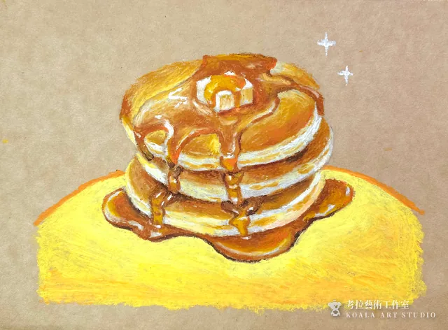 蜂蜜鬆餅｜油性粉彩作品