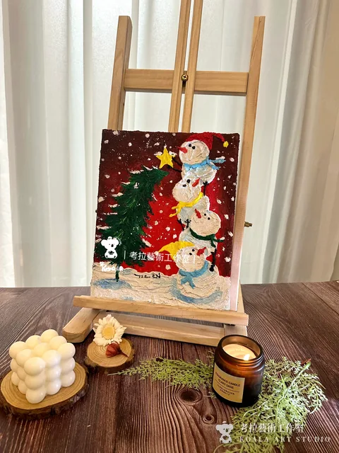 小雪聖誕夜｜壓克力肌理畫作品