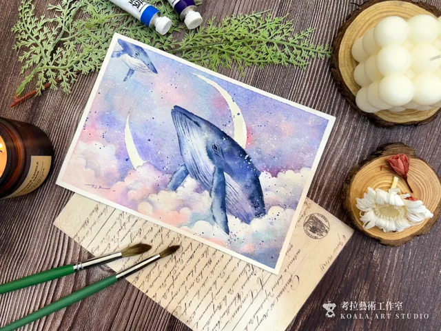 雲海鯨魚｜水彩作品